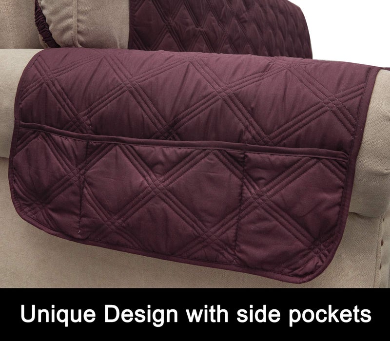 CHHKON Sofa Cover 100% Waterproof Non-Slip Quilted Furniture Protector Sofa Slipcover for Children, Pets for Leather Couch (Burgundy, 78") - Image 4